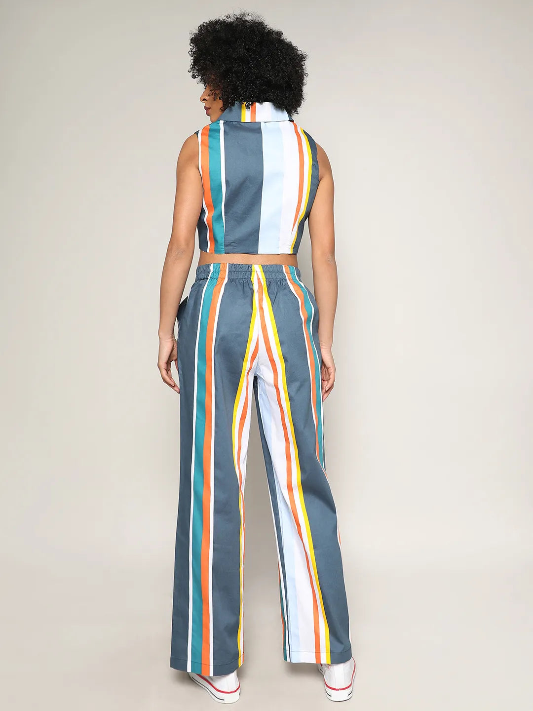 Women Multi Striped Vest Co-Ord Set