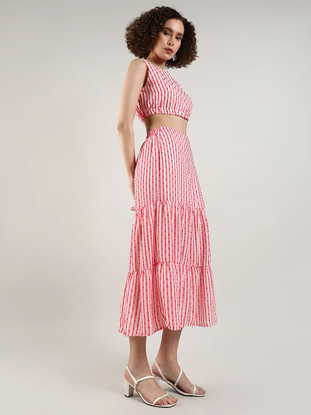 Women Pom-Pom Striped Co-Ord Set