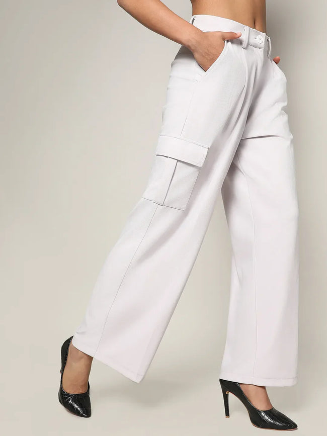 Women White Baggy Cargo Pants