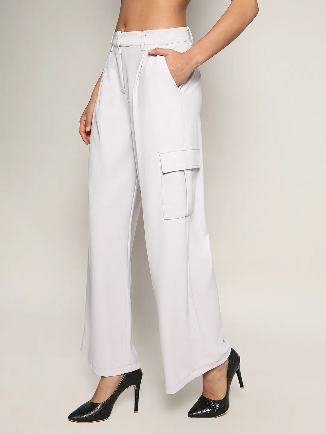 Women White Baggy Cargo Pants