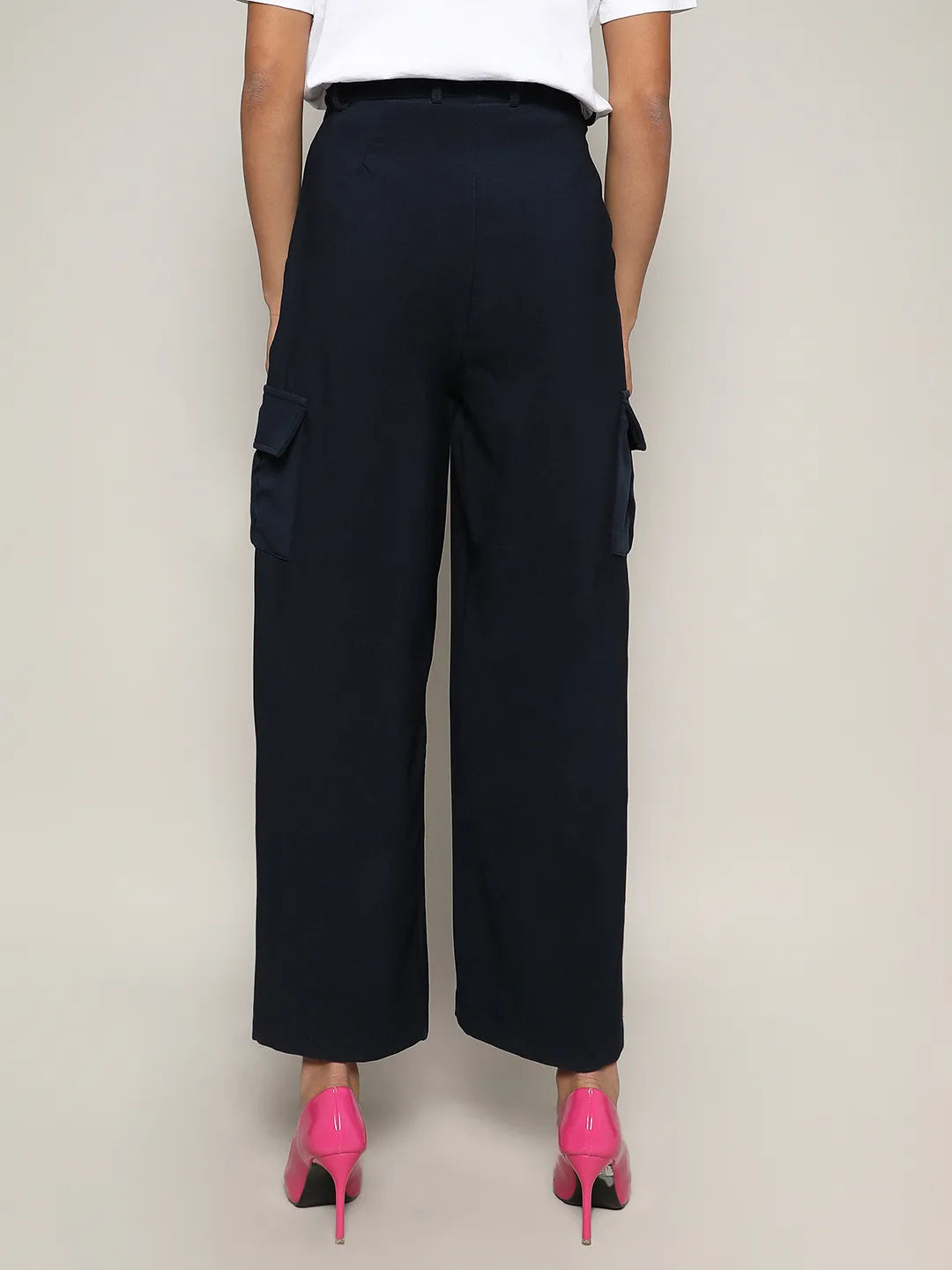 Women Blue Baggy Cargo Pants