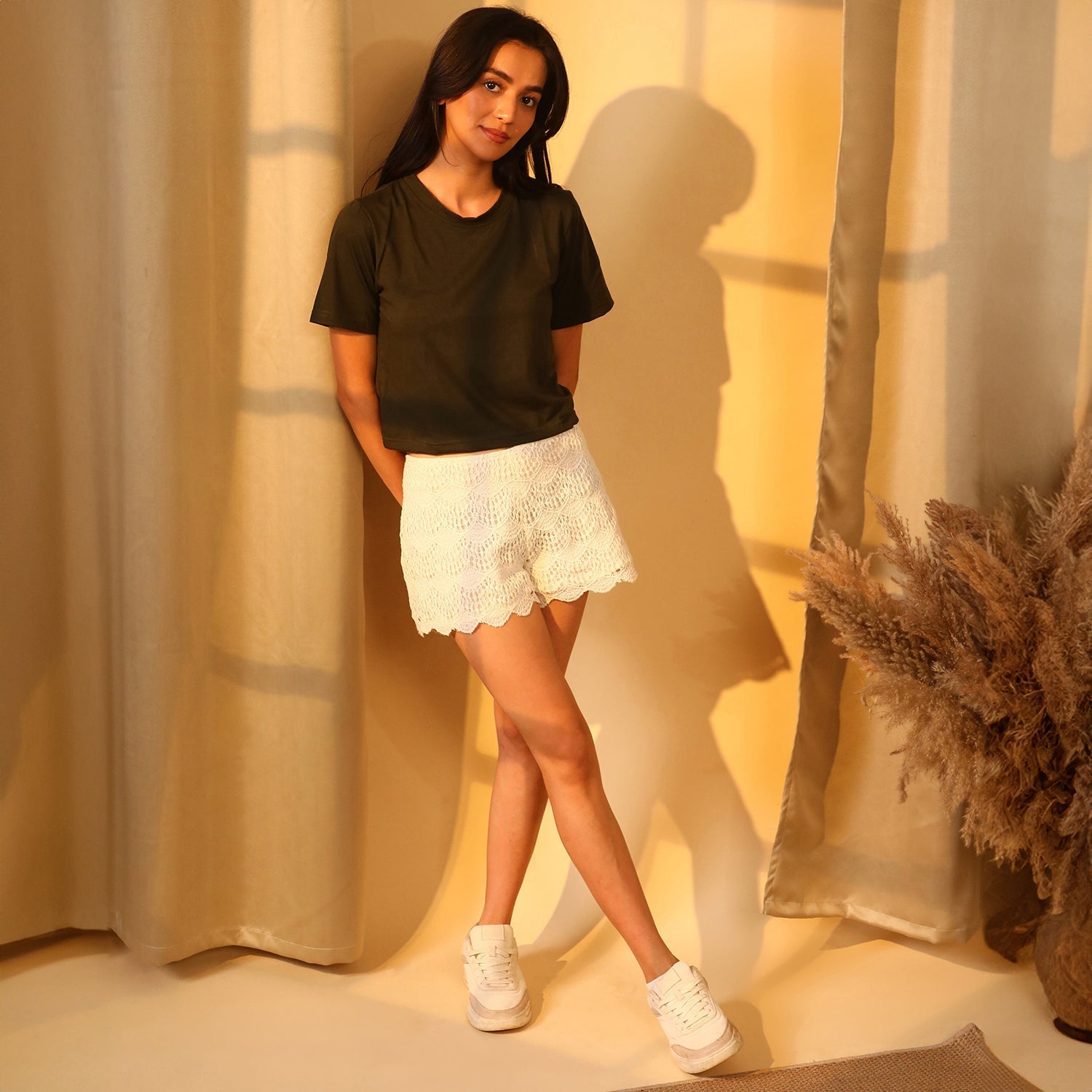 Women Green Solid Regular Fit Top