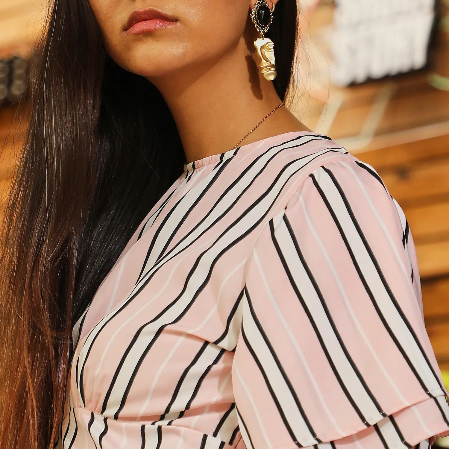 Women Pink Club Striped Dress
