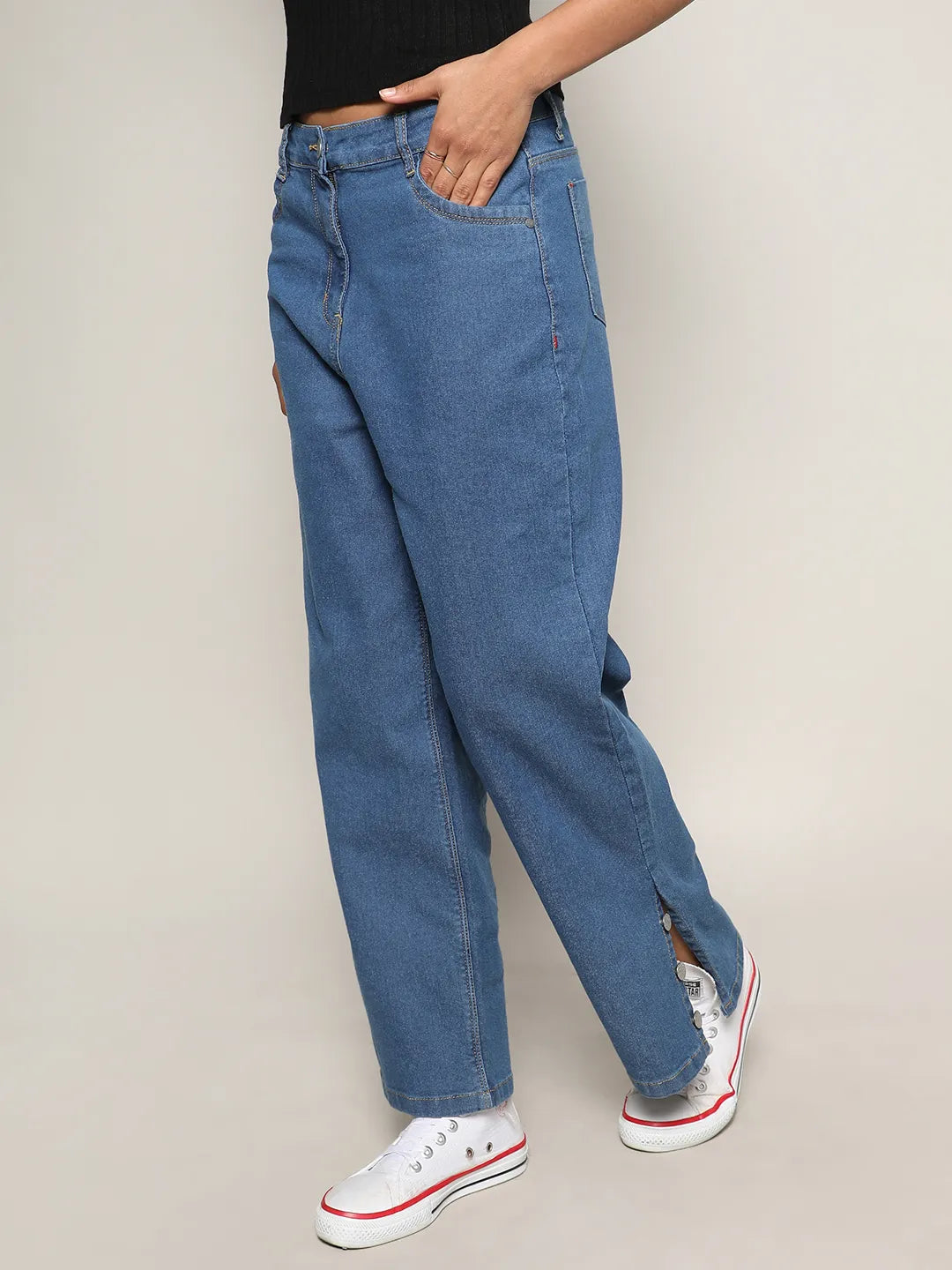 Women Blue Mid-Rise Straight Denim Jeans