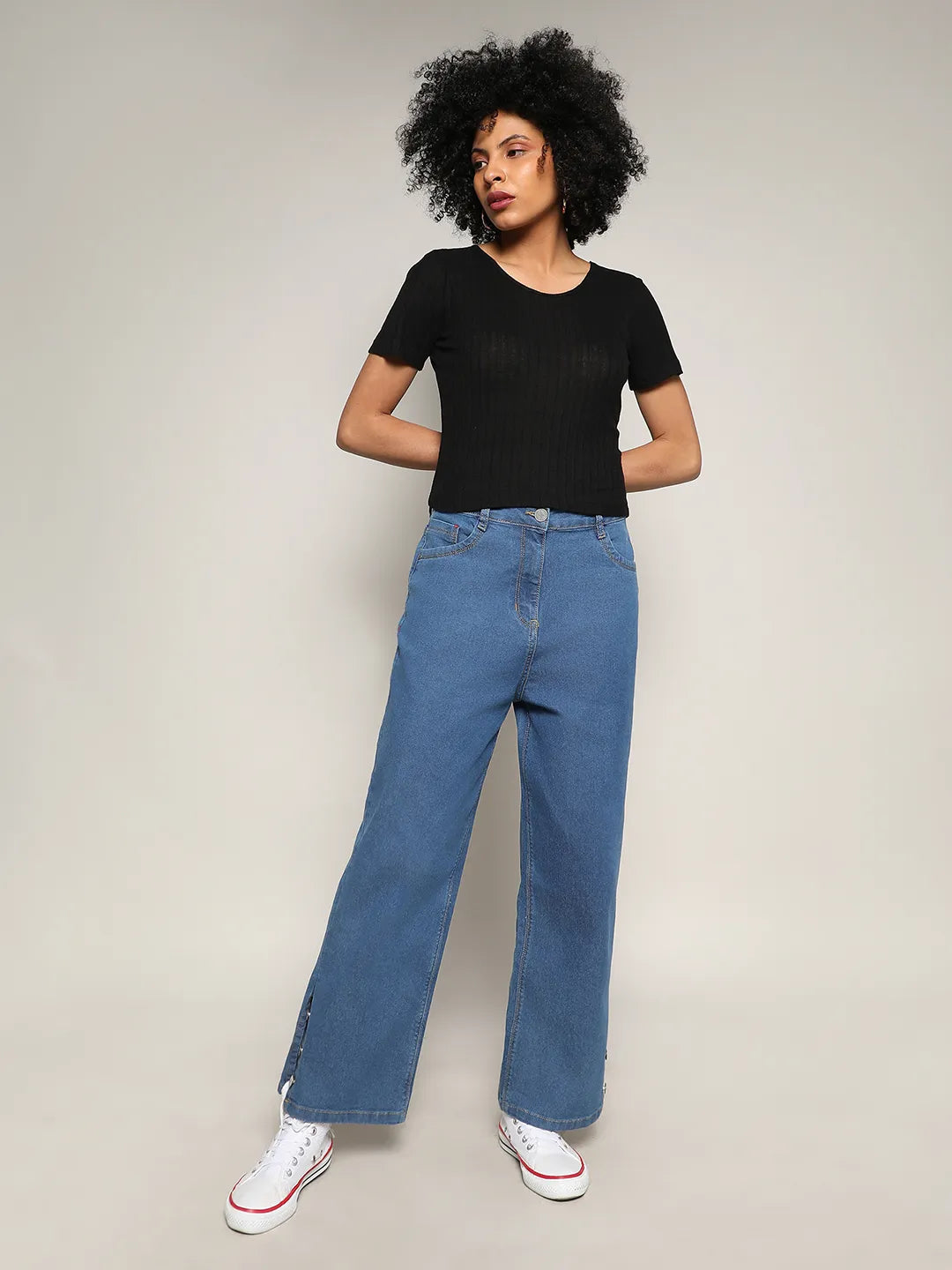 Women Blue Mid-Rise Straight Denim Jeans