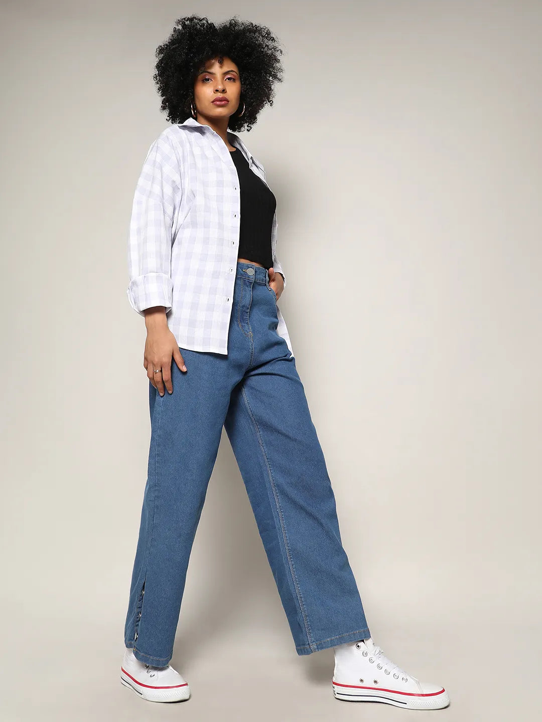 Women Blue Mid-Rise Straight Denim Jeans
