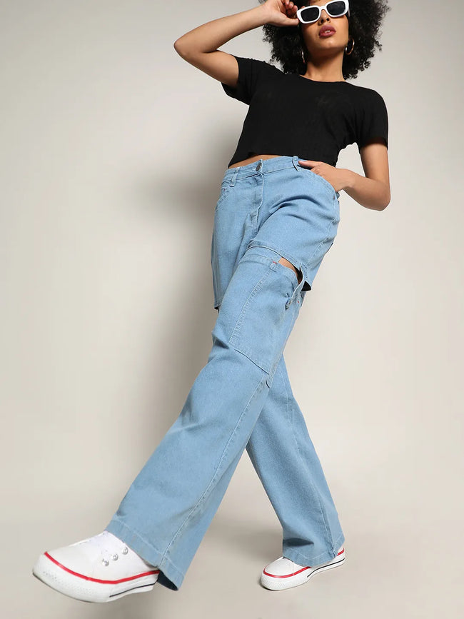 Women Blue Mid-Rise Cutout Denim Jeans