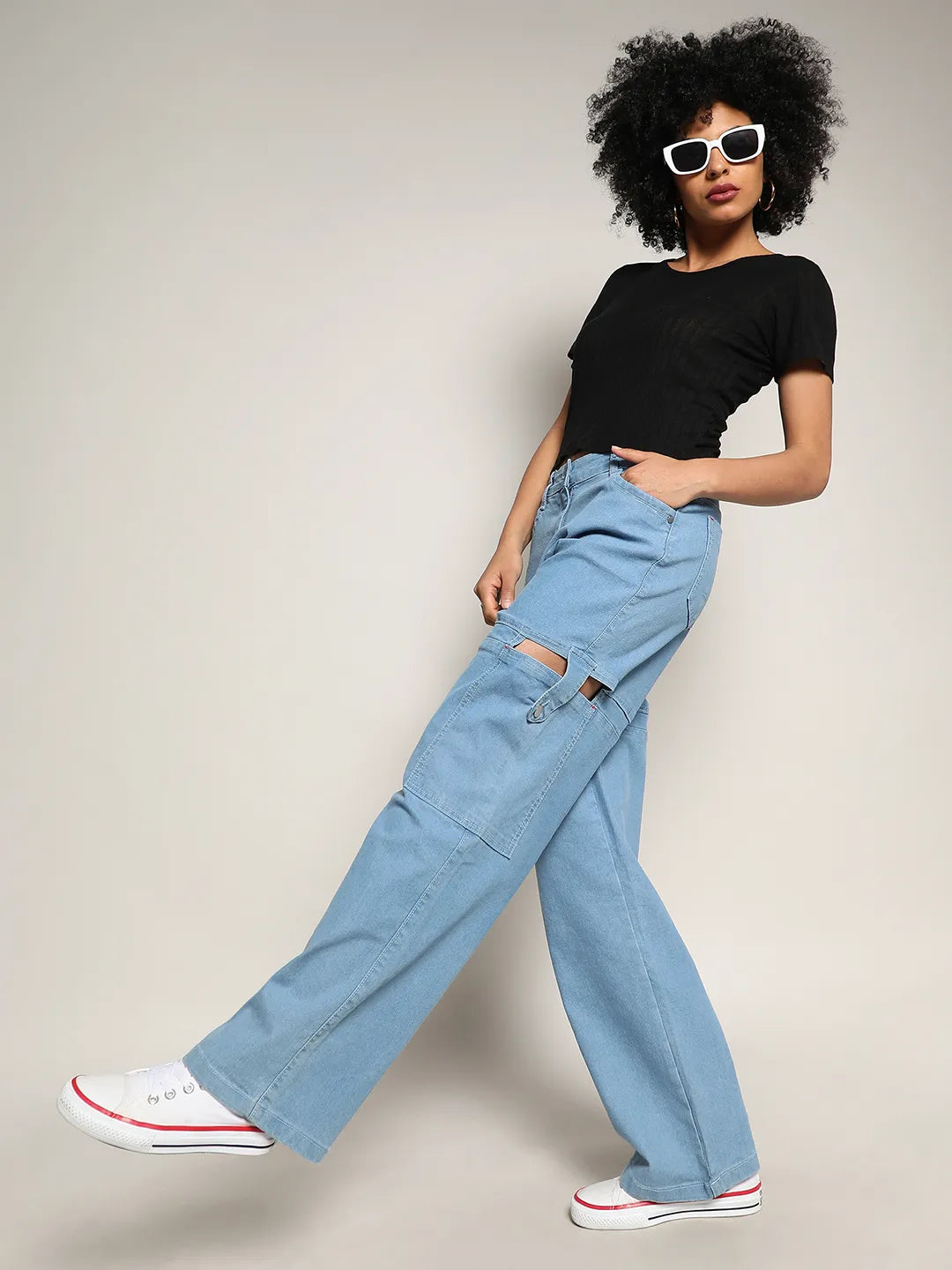 Women Blue Mid-Rise Cutout Denim Jeans