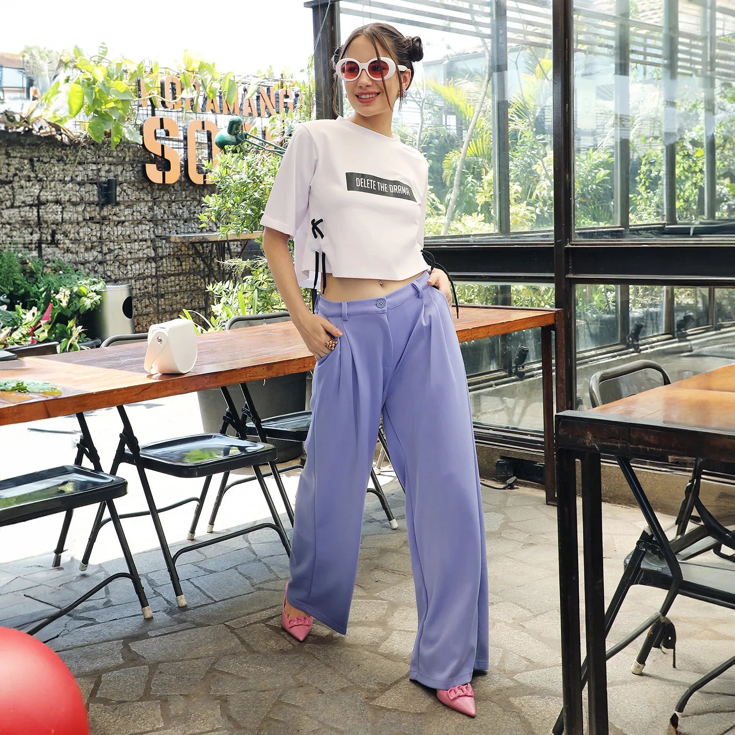 Women Purple Straight Fit Tailored Trousers