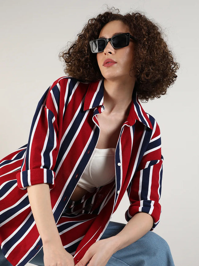 Women Multi Striped Boxy Shirt