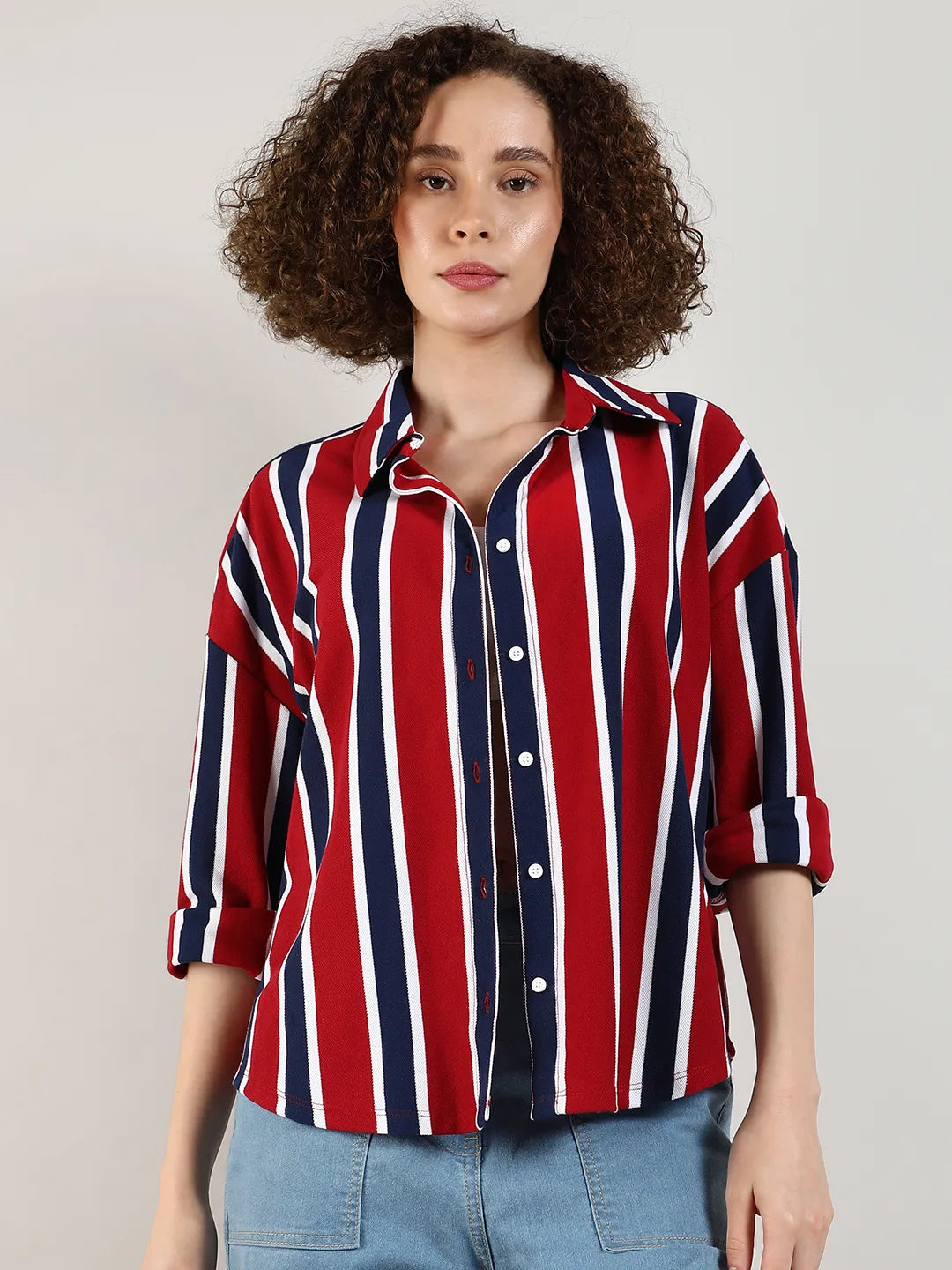 Women Multi Striped Boxy Shirt