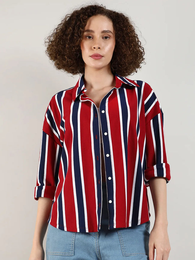 Women Multi Striped Boxy Shirt