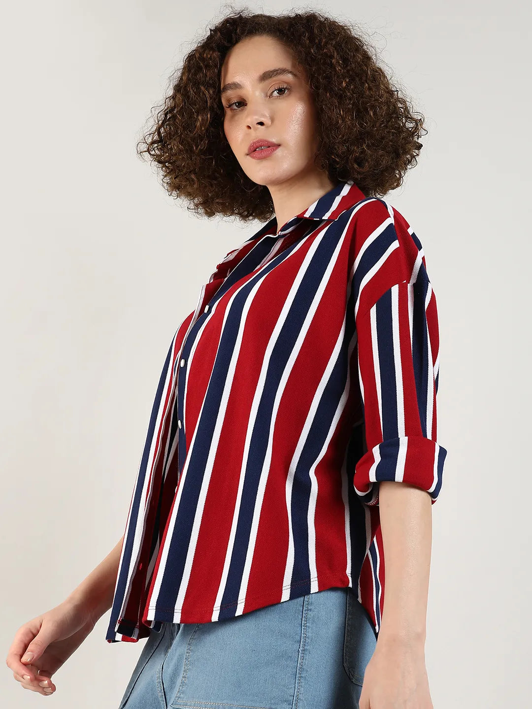 Women Multi Striped Boxy Shirt