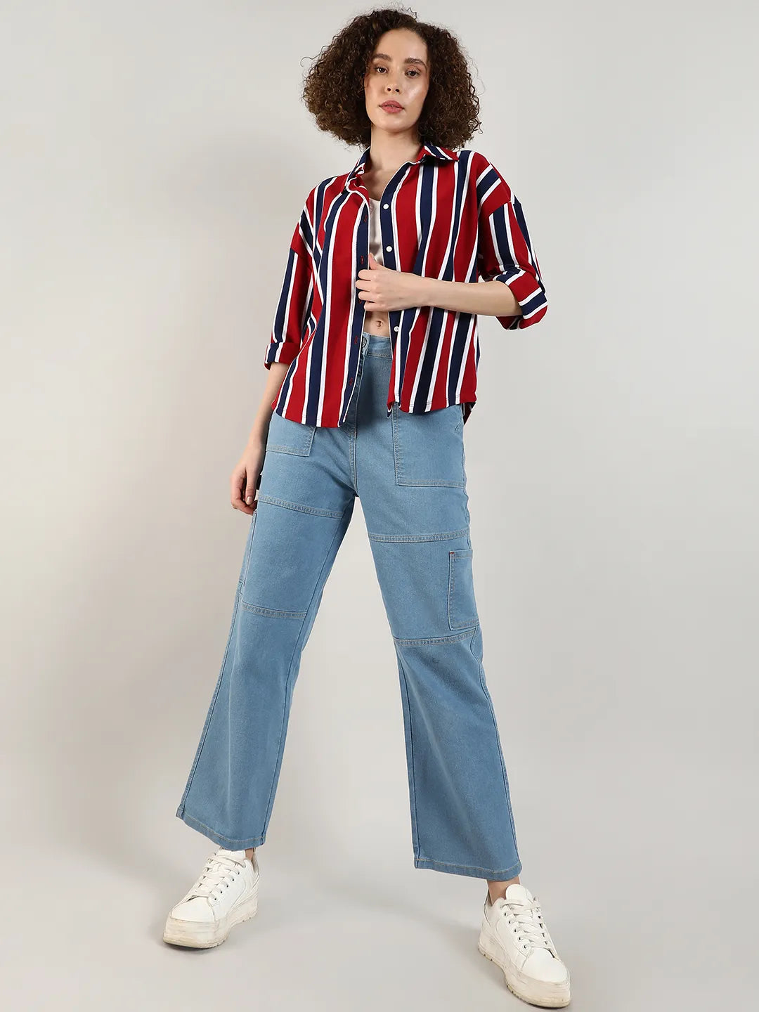 Women Multi Striped Boxy Shirt