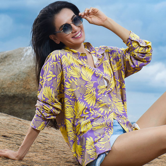 Women Multi Contrast Foliage Shirt
