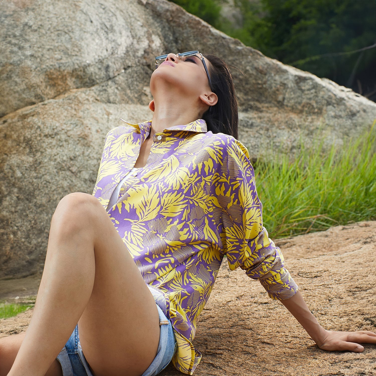 Women Multi Contrast Foliage Shirt