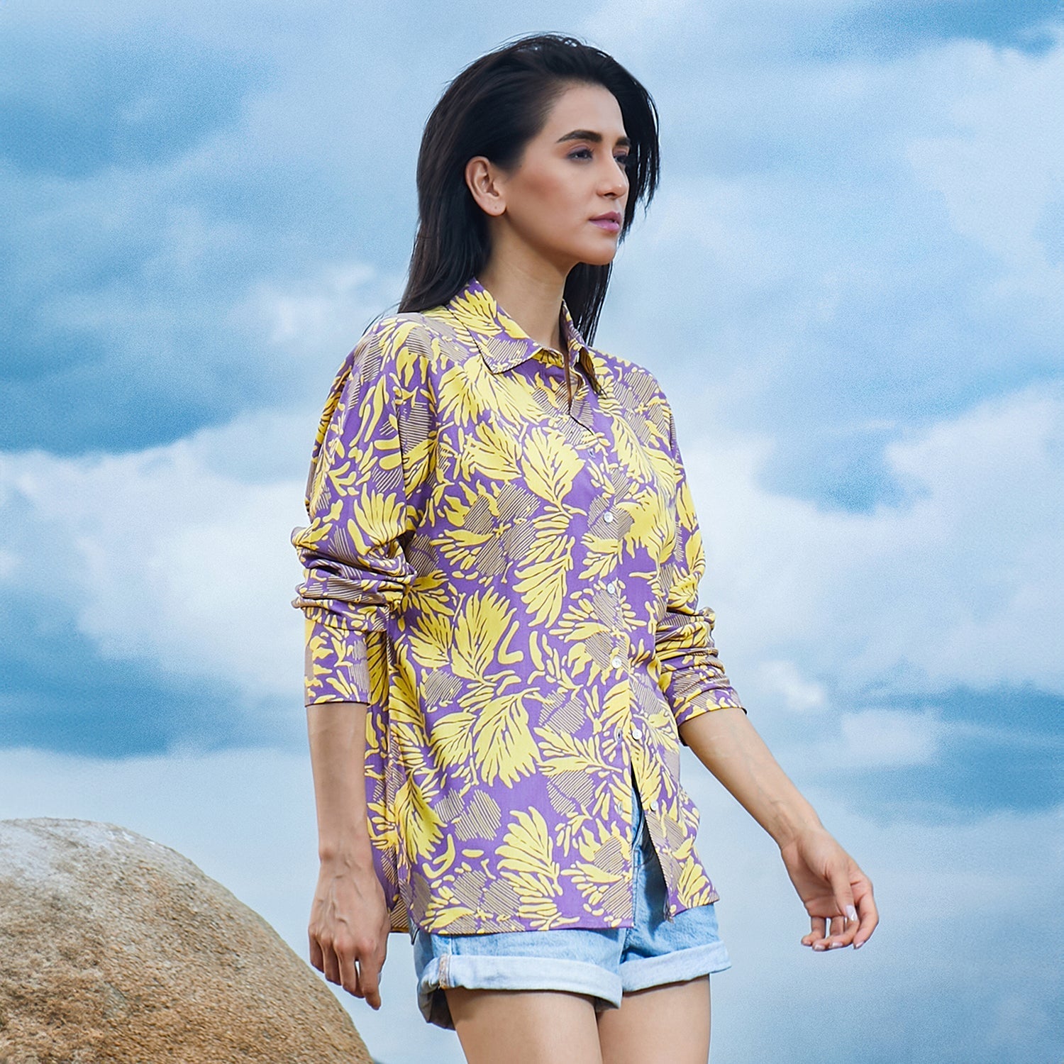 Women Multi Contrast Foliage Shirt