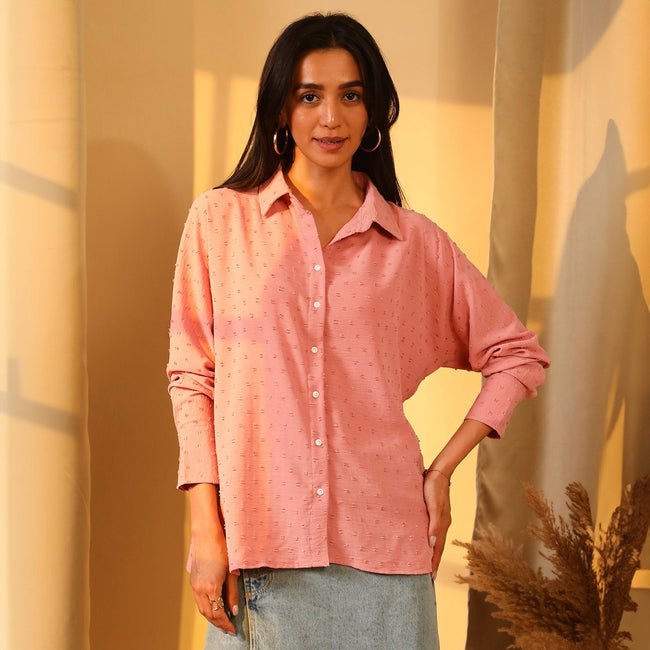 Women Pink Minimal Fluff Shirt
