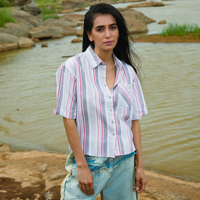 Women Multi Striped Boxy Shirt