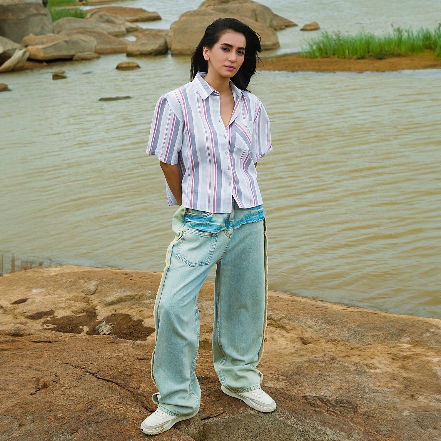 Women Multi Striped Boxy Shirt