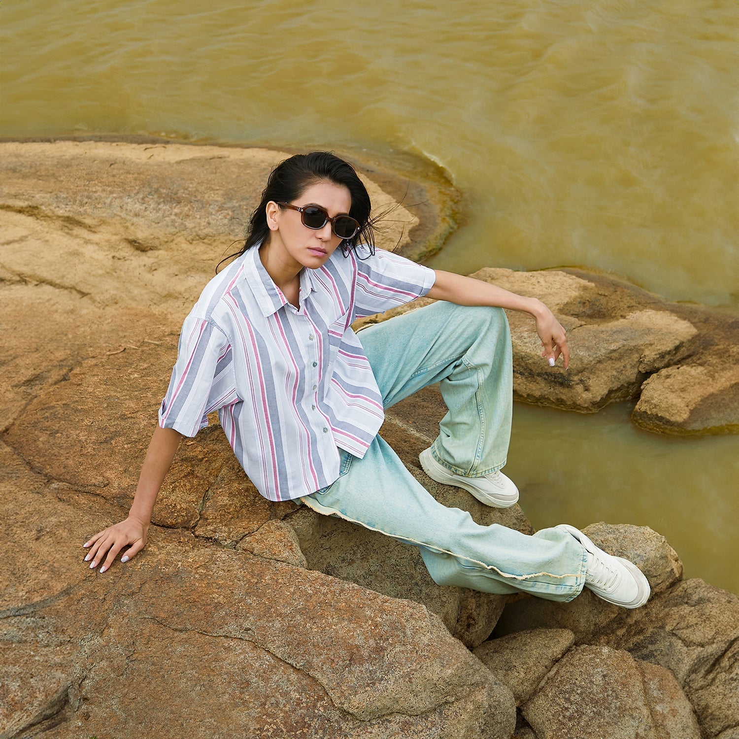 Women Multi Striped Boxy Shirt