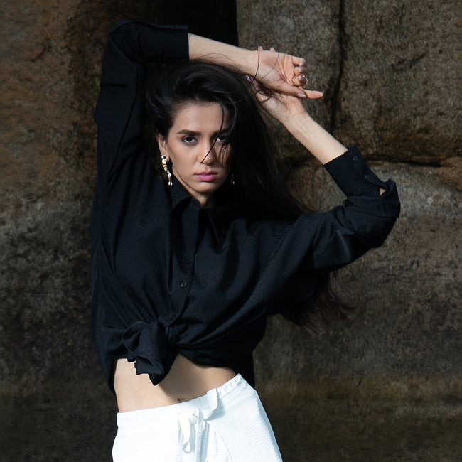 Women Black Croc Shirt