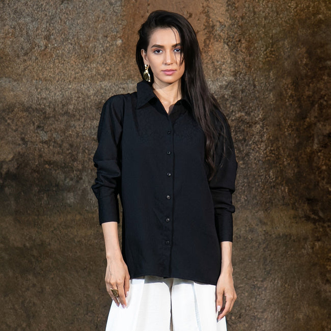 Women Black Croc Shirt