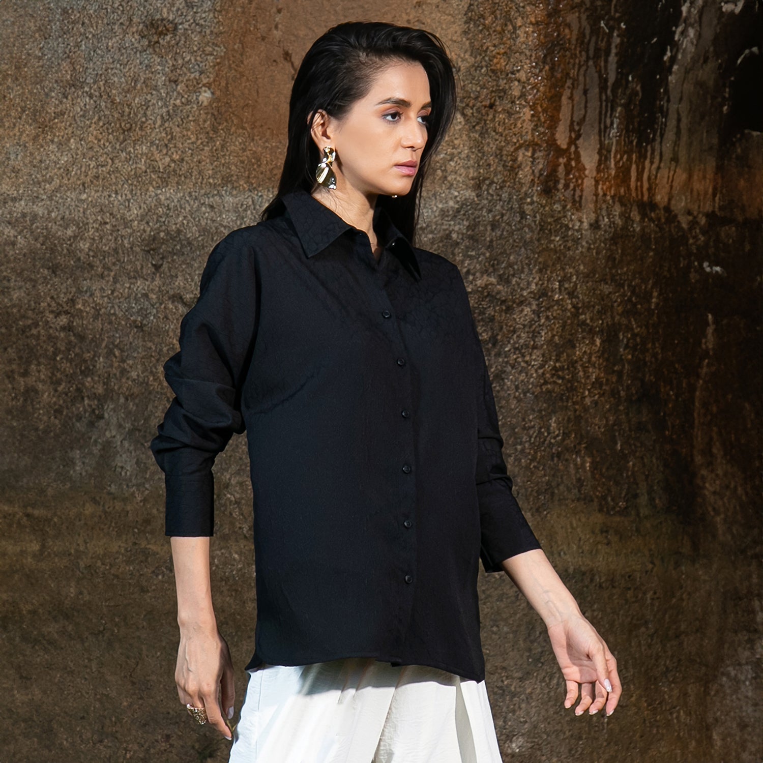 Women Black Croc Shirt