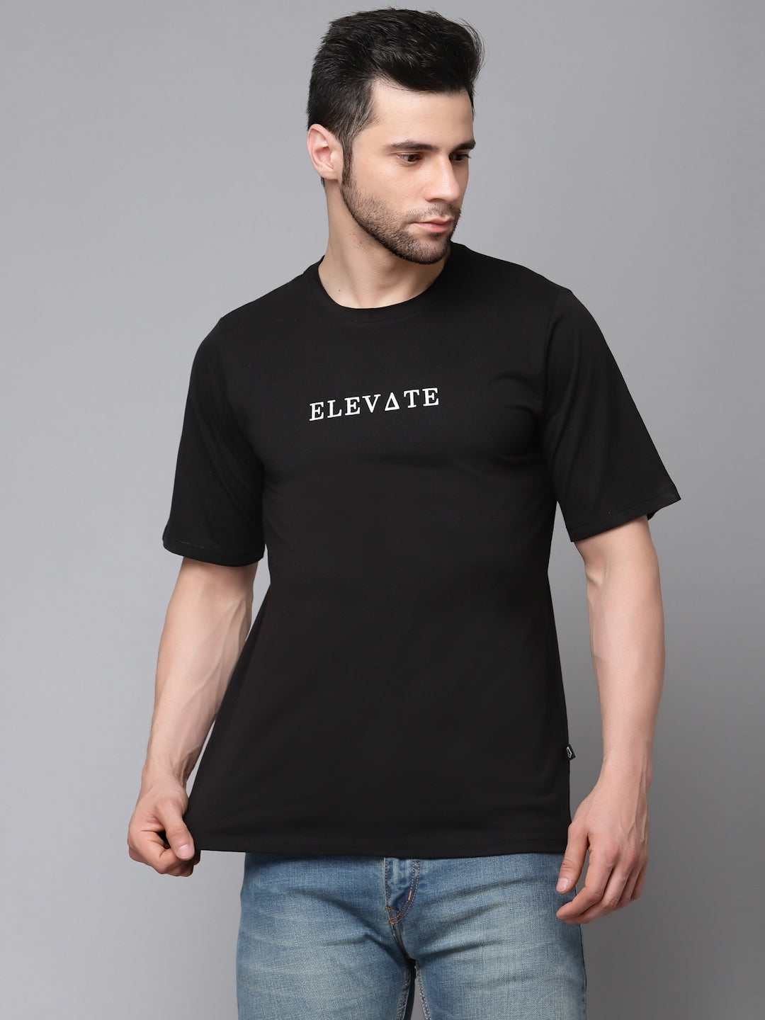 Men Printed Oversized Half Sleeves Round Neck Cotton TShirt