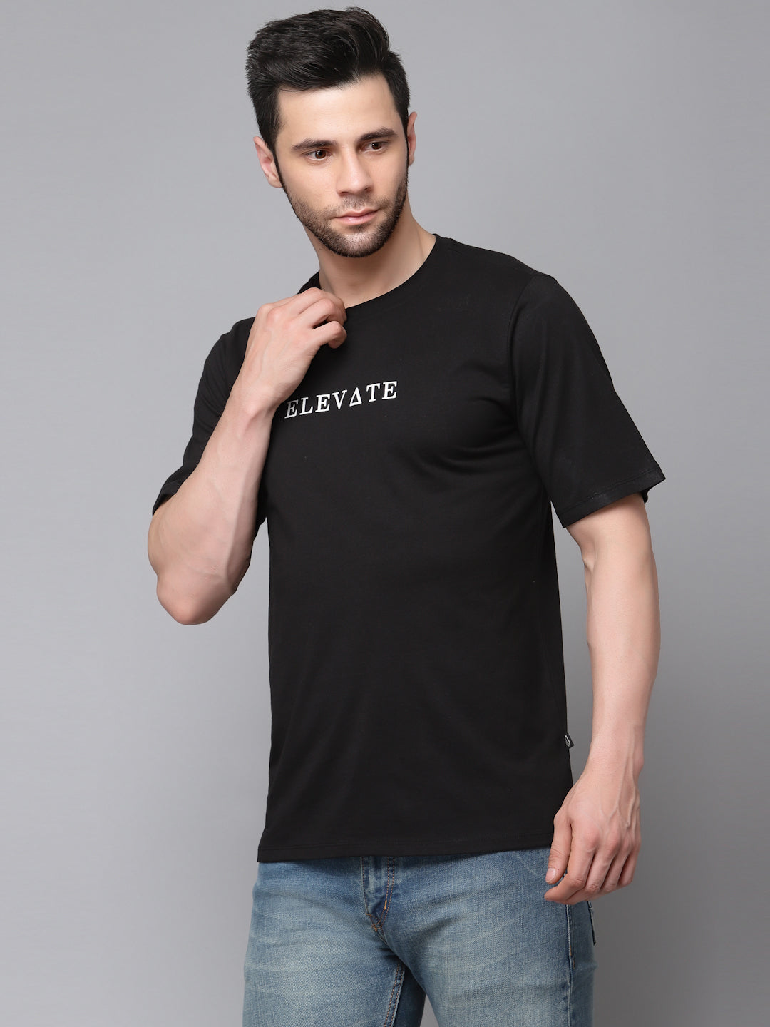 Men Printed Oversized Half Sleeves Round Neck Cotton TShirt
