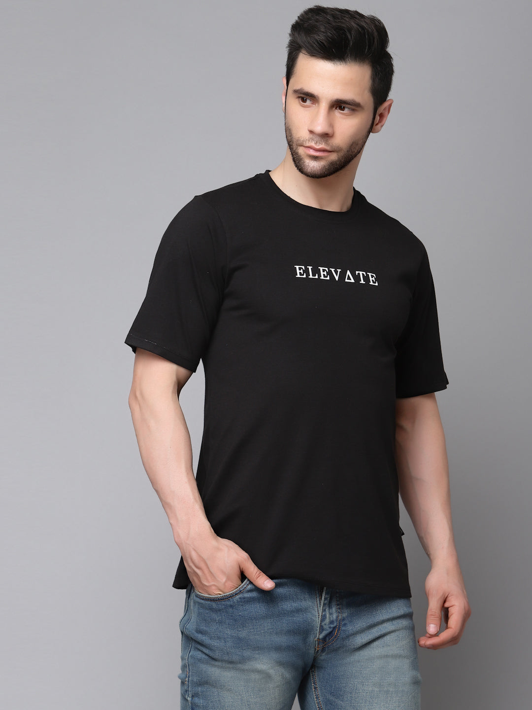 Men Printed Oversized Half Sleeves Round Neck Cotton TShirt