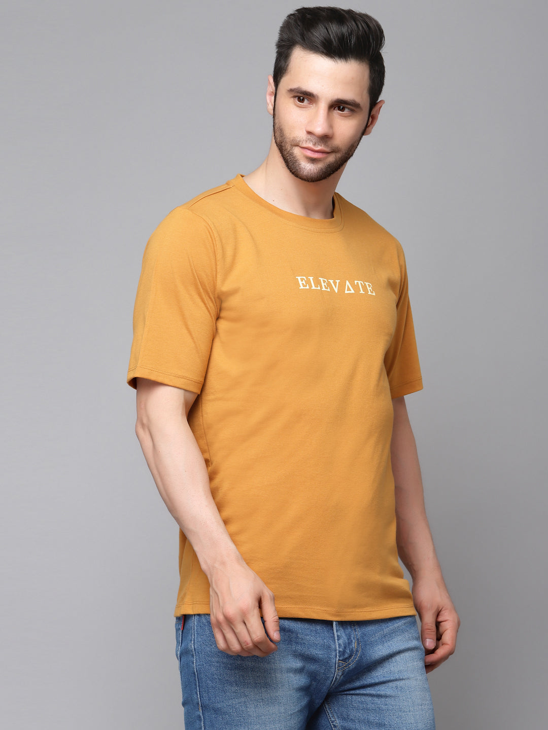 Men Printed Oversized Half Sleeves Round Neck Cotton T-Shirt