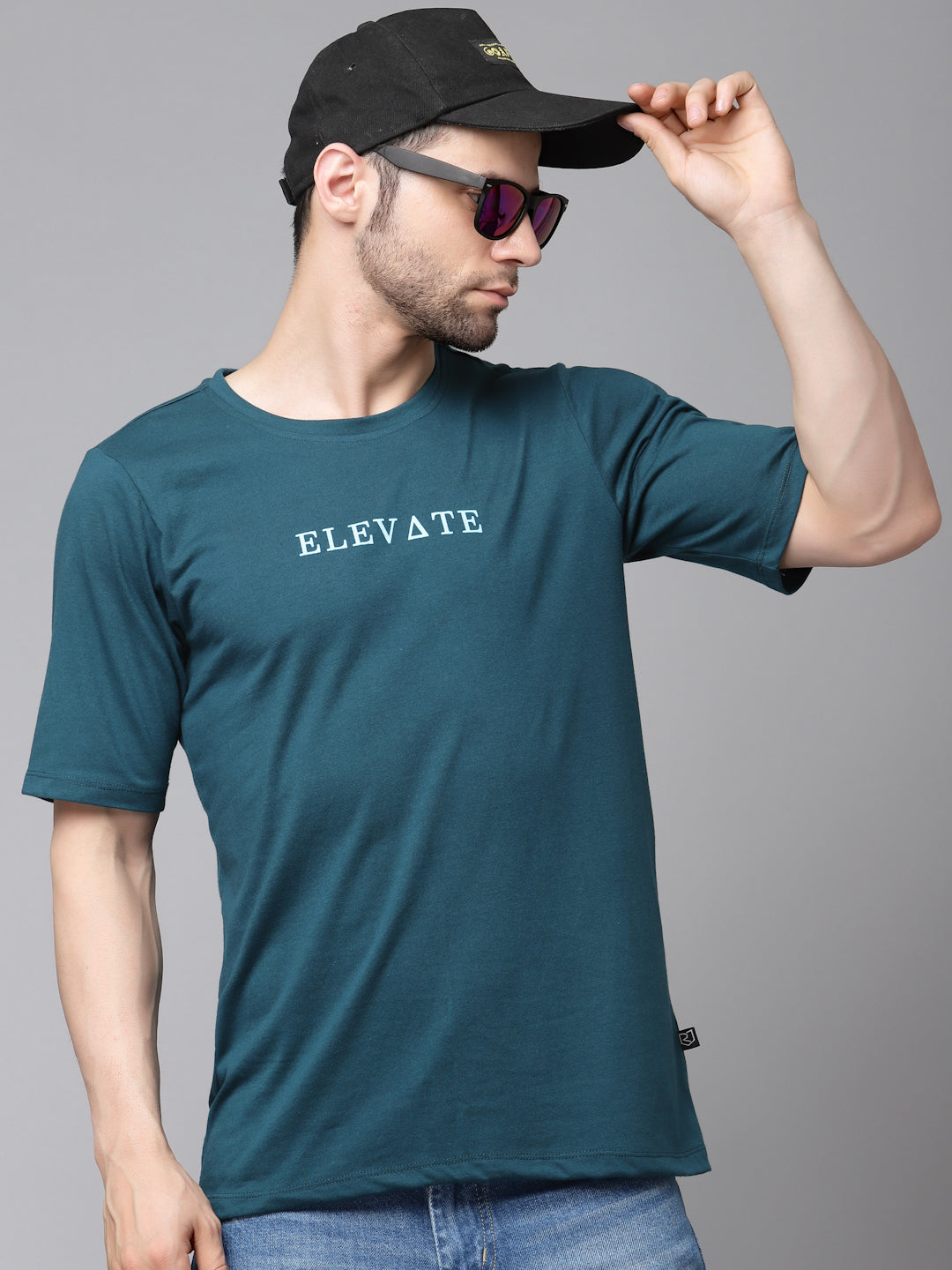 Men Printed Oversized Half Sleeves Round Neck Cotton TShirt