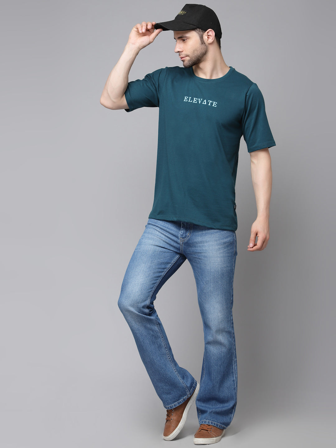 Men Printed Oversized Half Sleeves Round Neck Cotton TShirt