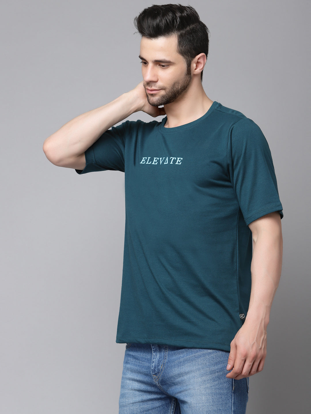 Men Printed Oversized Half Sleeves Round Neck Cotton TShirt