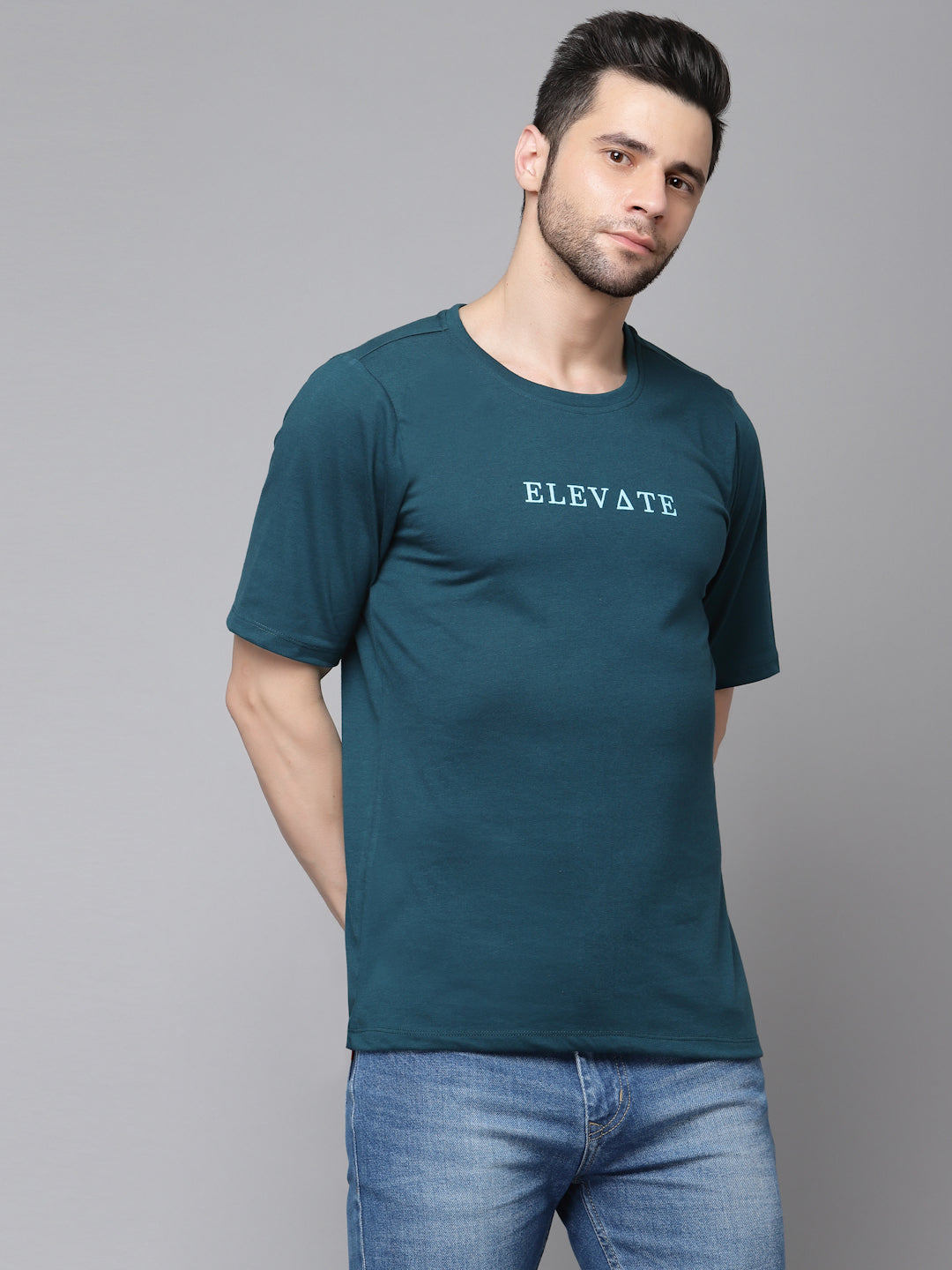 Men Printed Oversized Half Sleeves Round Neck Cotton TShirt