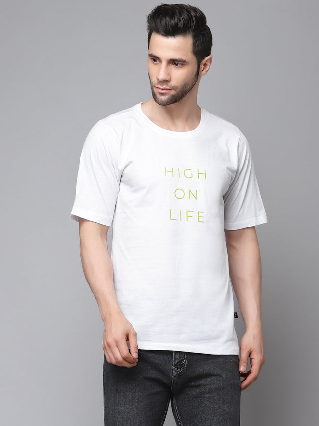 Men Printed Oversized Half Sleeves Round Neck Cotton TShirt