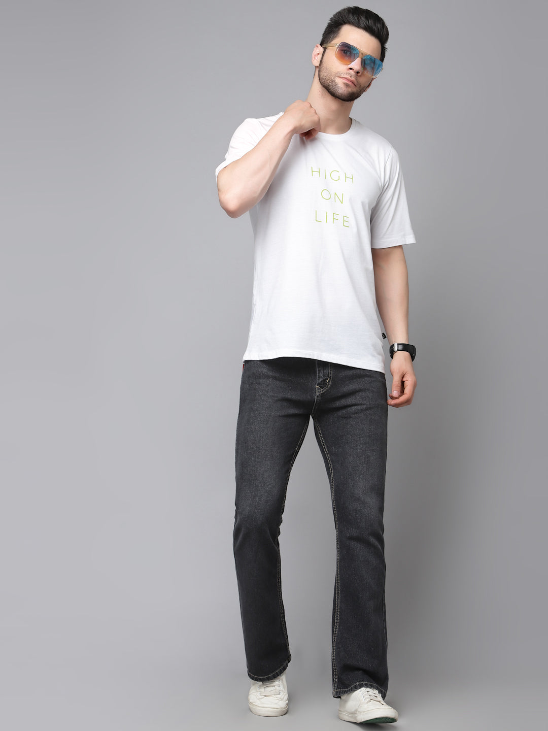 Men Printed Oversized Half Sleeves Round Neck Cotton TShirt