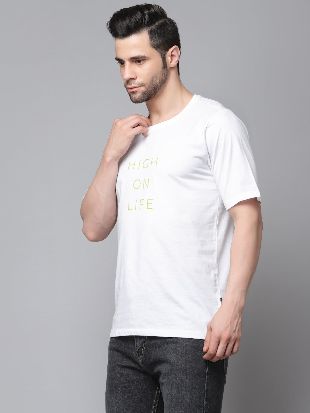 Men Printed Oversized Half Sleeves Round Neck Cotton TShirt