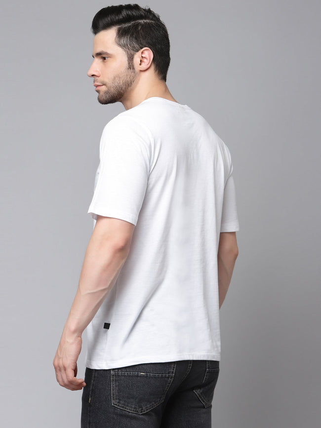 Men Printed Oversized Half Sleeves Round Neck Cotton TShirt