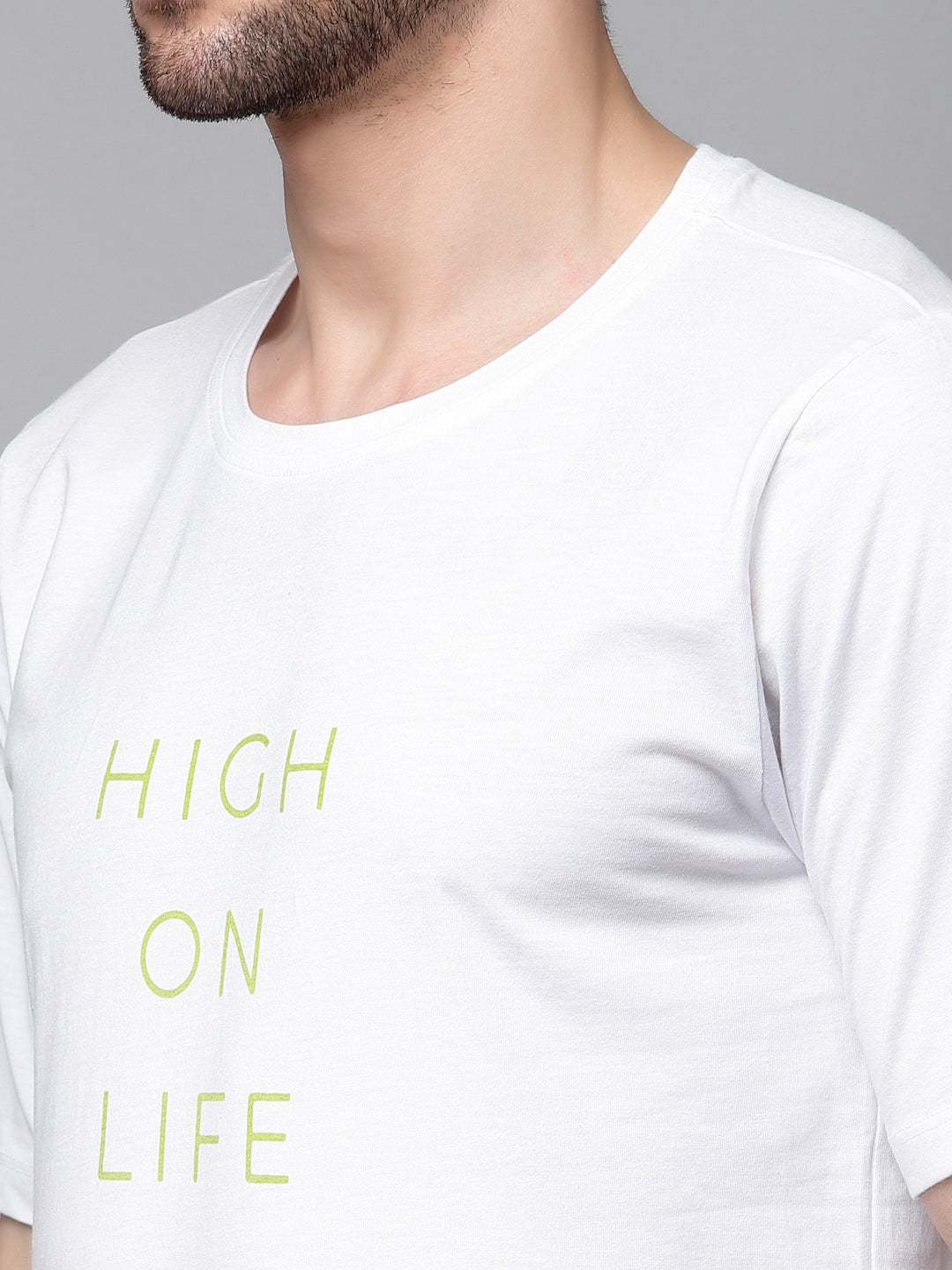 Men Printed Oversized Half Sleeves Round Neck Cotton TShirt