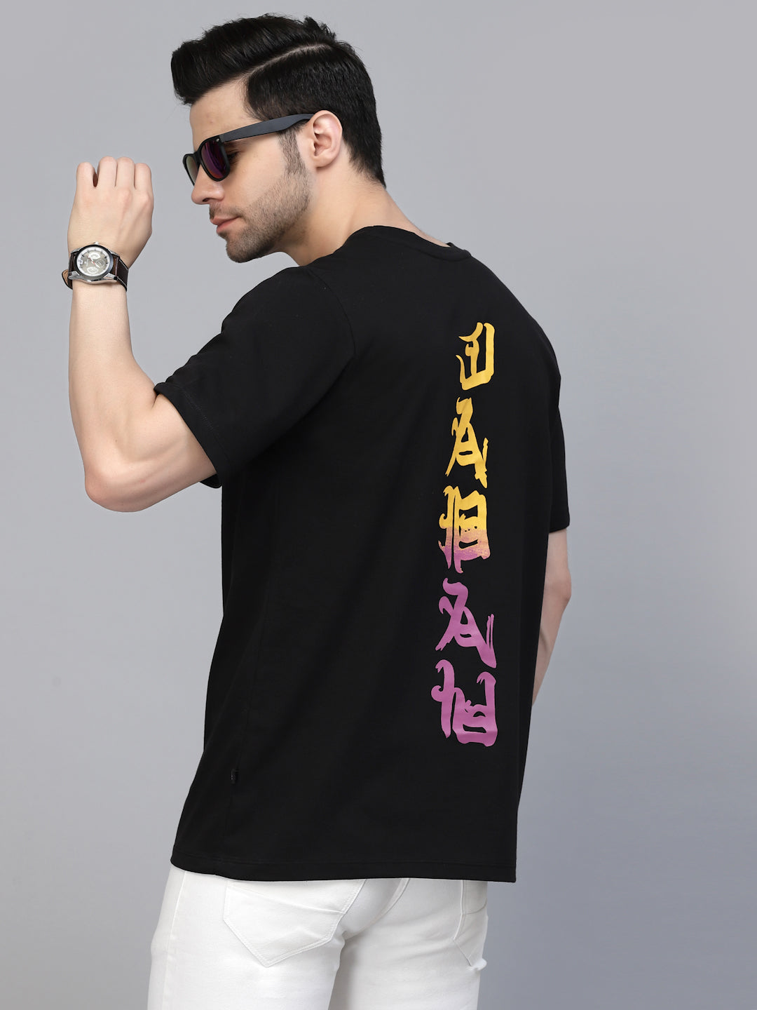 Men Printed Oversized Half Sleeves Round Neck Cotton Tees