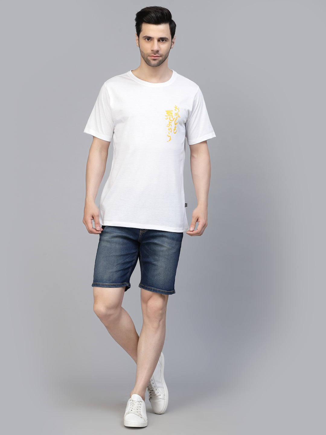 Men White Oversized Printed T-shirt