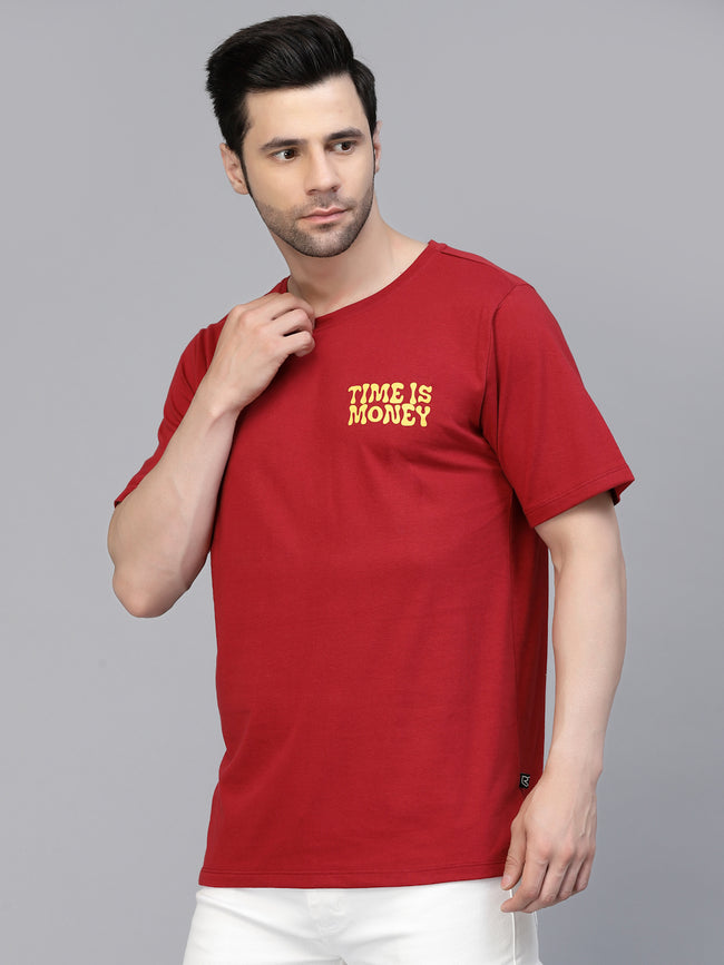 Men Maroon Oversized Printed T-shirt
