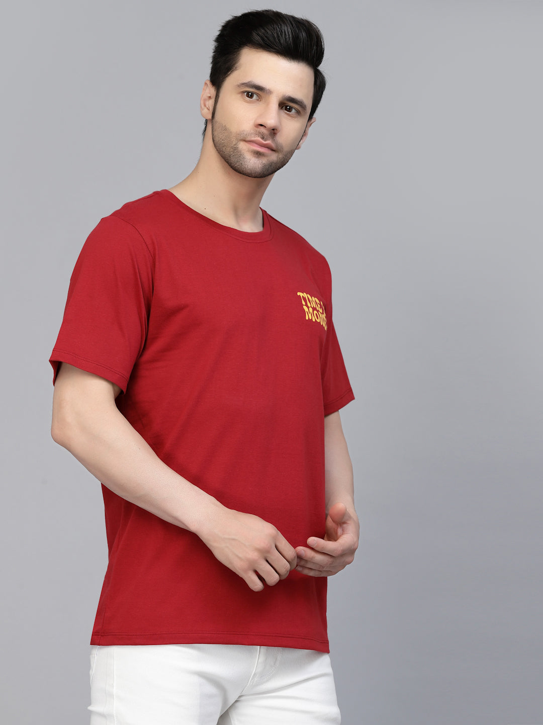 Men Maroon Oversized Printed T-shirt