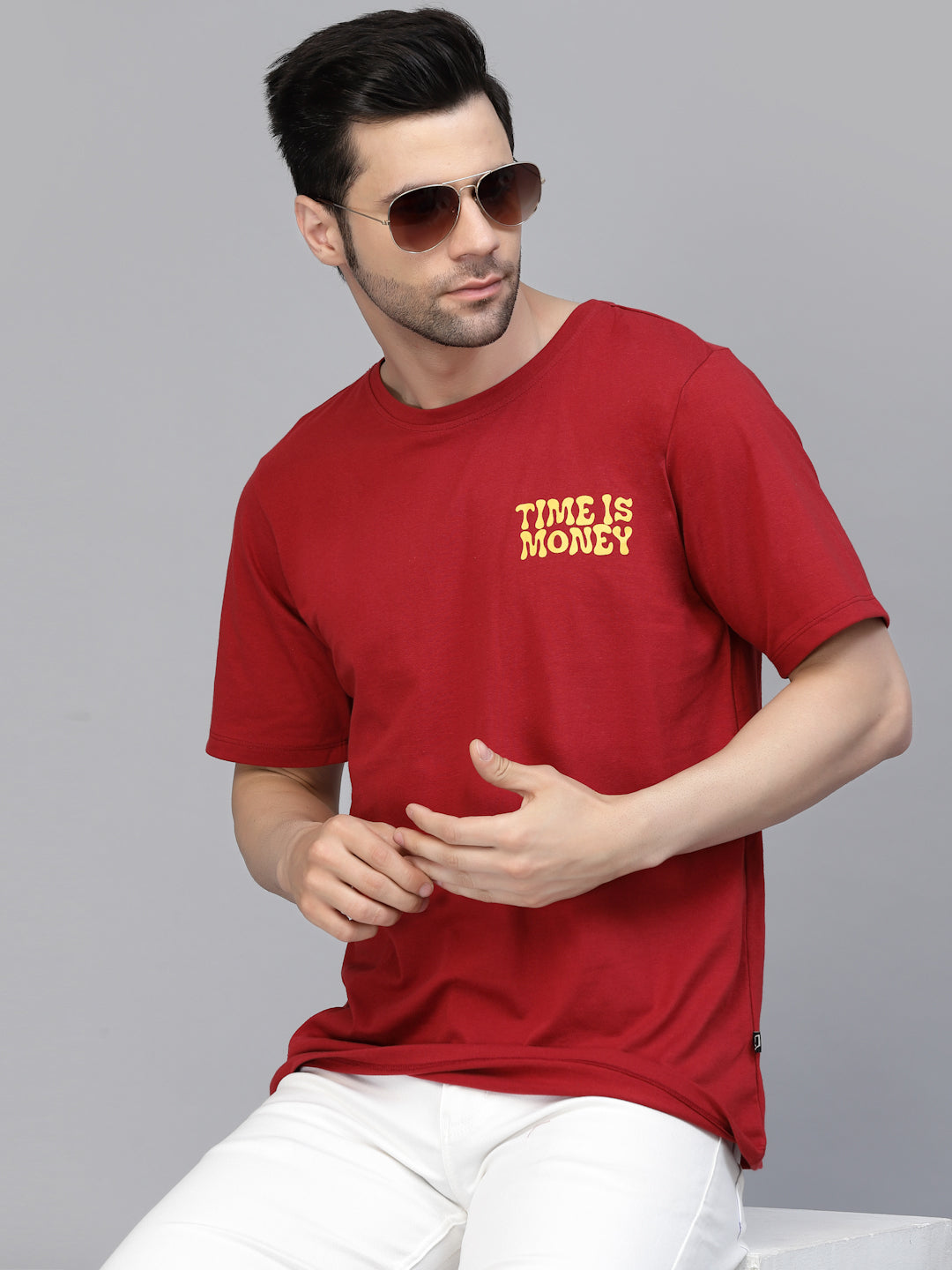 Men Printed Oversized Half Sleeves Round Neck Cotton Tees