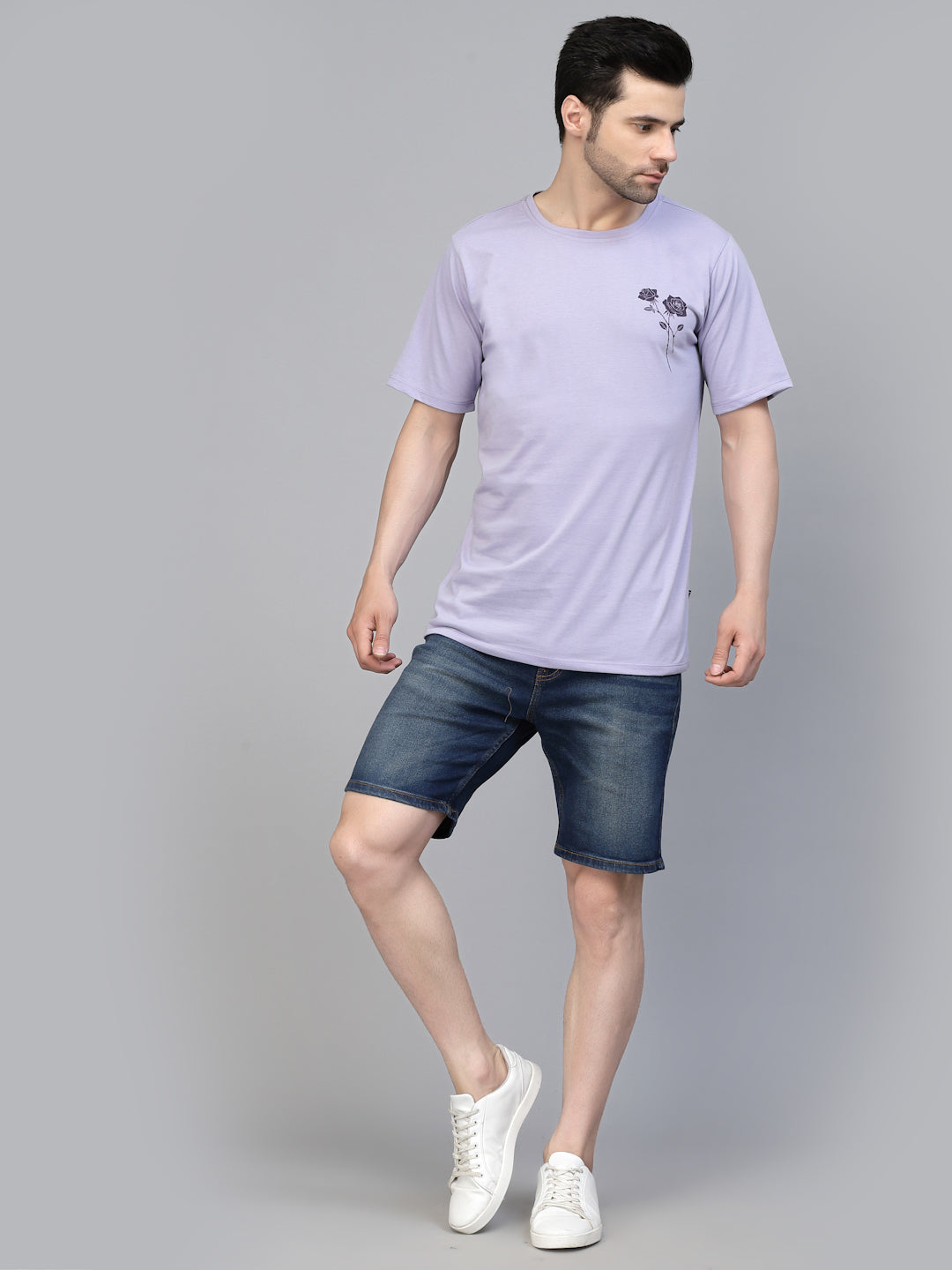 Men Purple Oversized Printed T-shirt