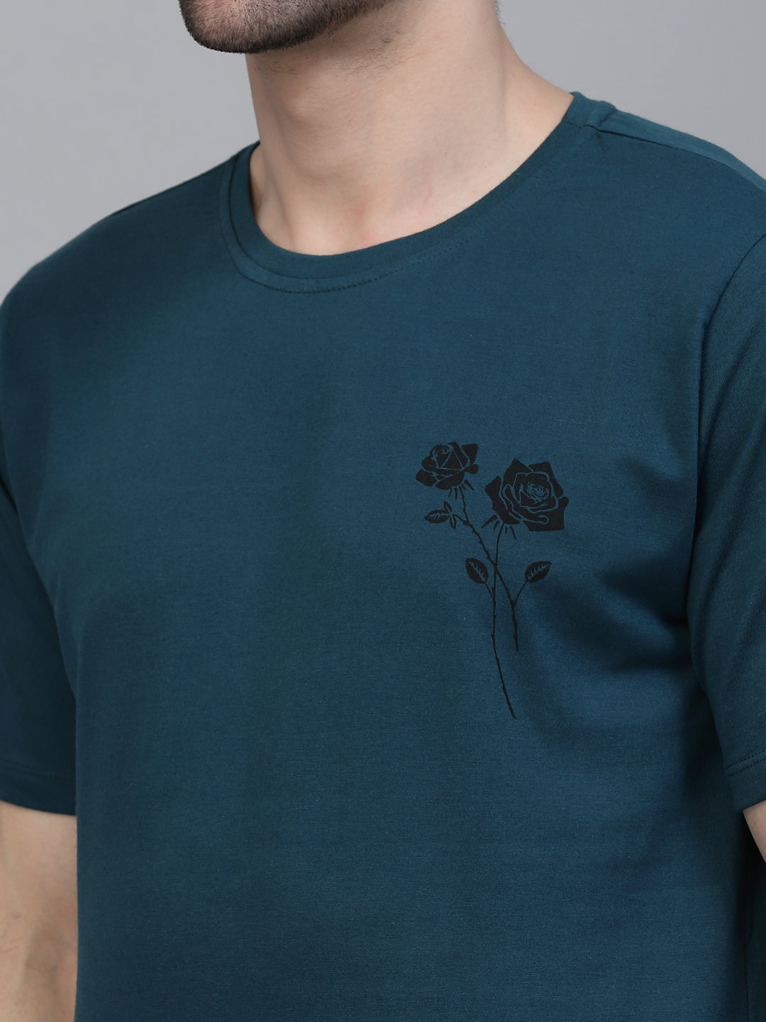 Men Teal Oversized Printed T-shirt