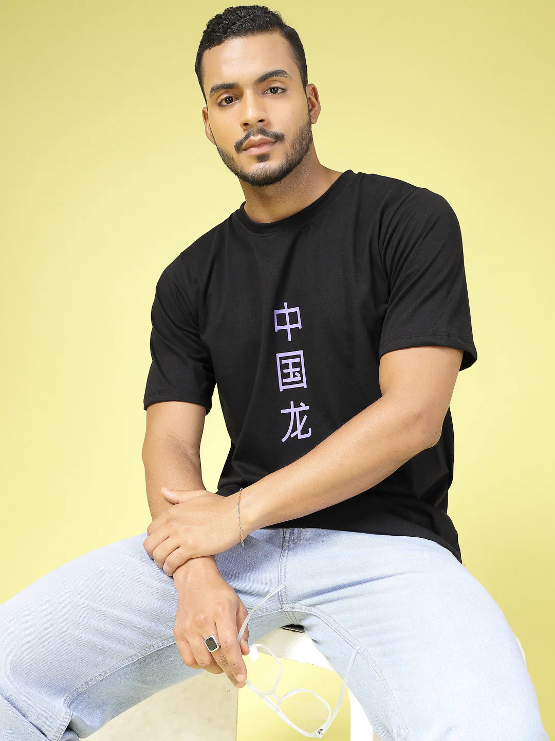 Men Bold Print Cotton Fabric Jersey Oversized Tshirt