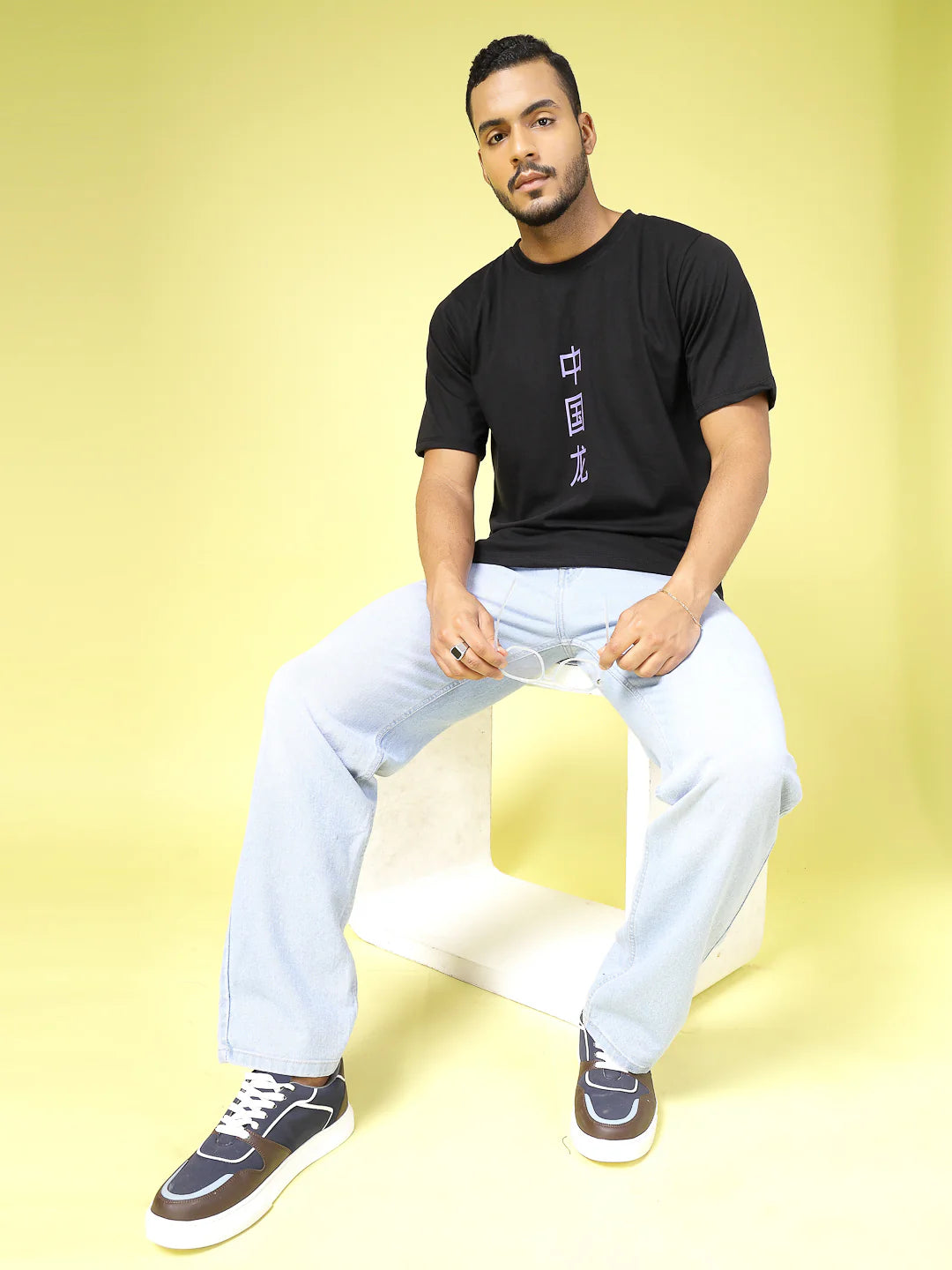 Men Bold Print Cotton Fabric Jersey Oversized Tshirt